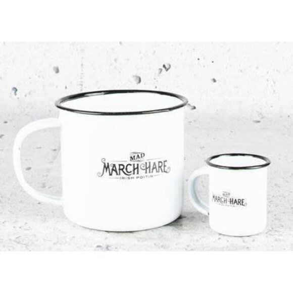 Mad March Hare Irish Poitin 4 Piece Enamel Cup and Shot Glass Set - Picture 1 of 4